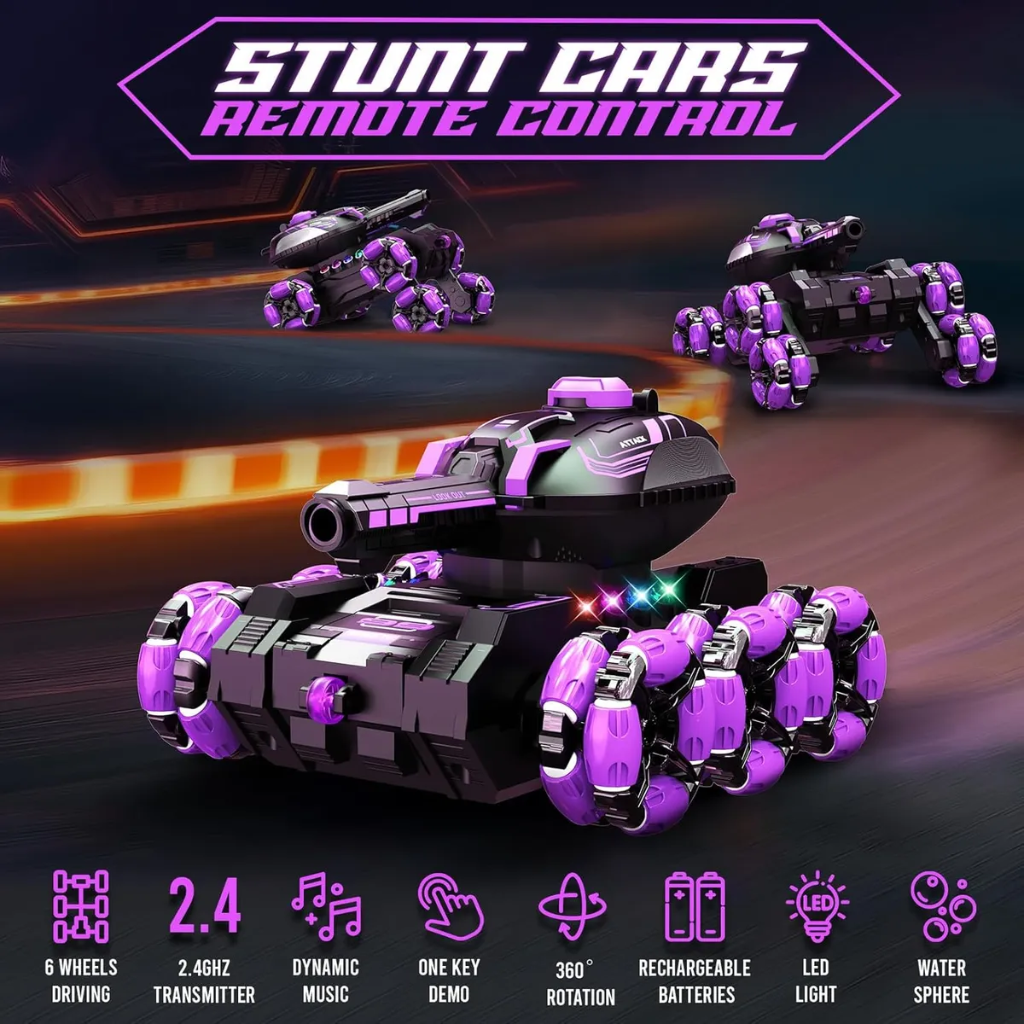 Tanque Todoterreno 360° Con Luces Lanzador De Bolas Hidrogel